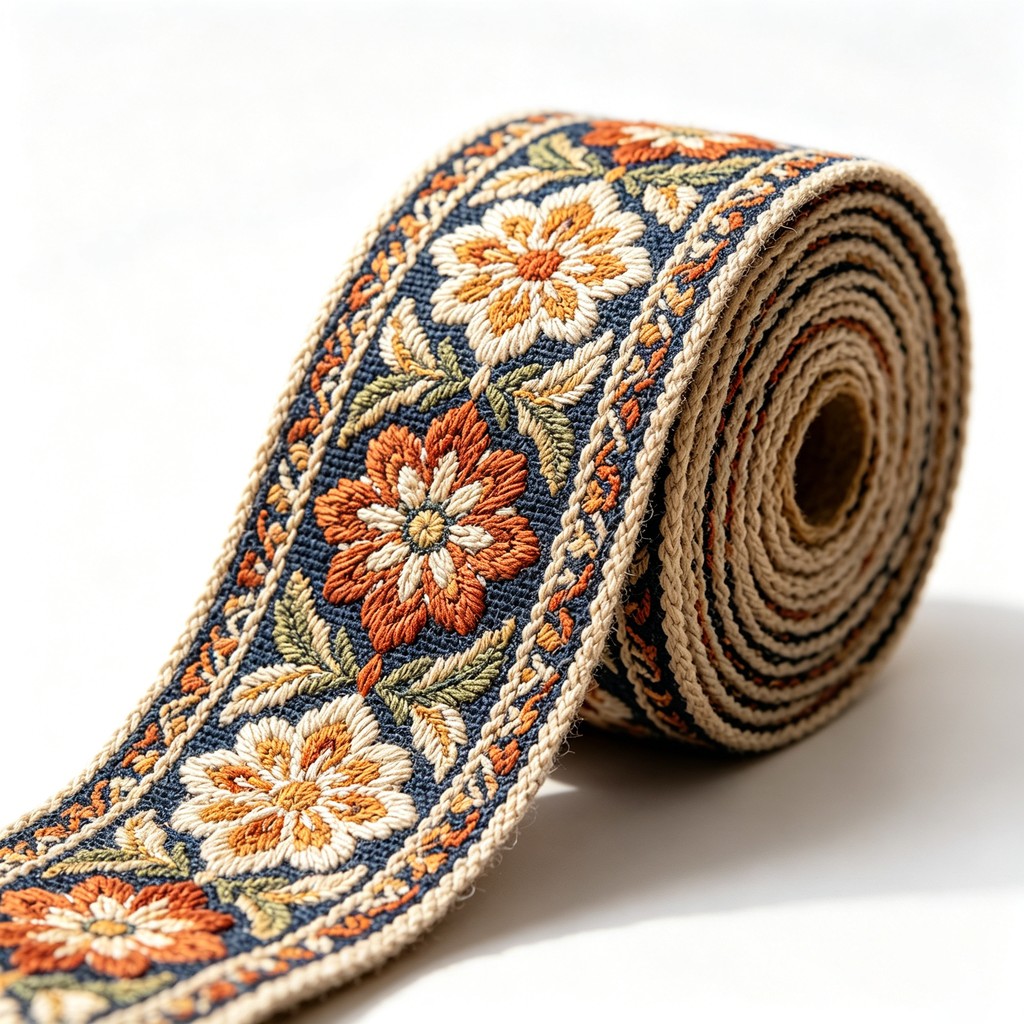 Eco-friendly Durable Embossed Double-Sided Jacquard Pattern cotton webbing